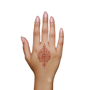 Elegant henna design on a hand with a transparent background showcasing intricate floral patterns and a soothing aesthetic png