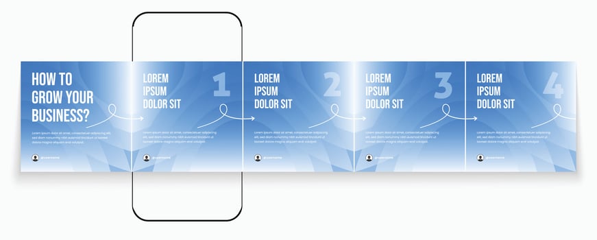 Blue microblog or carousel post creative template. vector