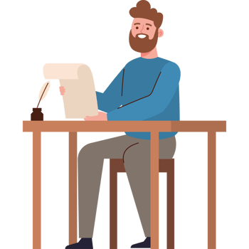 poet man writting poem png