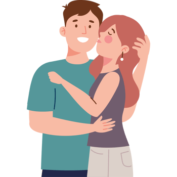 couple kissing with passion png