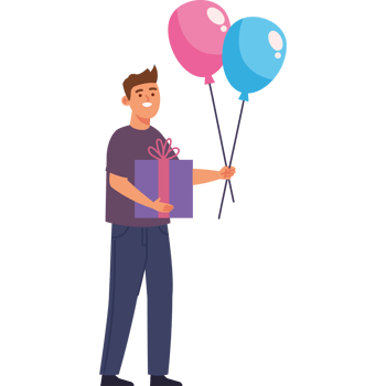 gender reveal man with present png