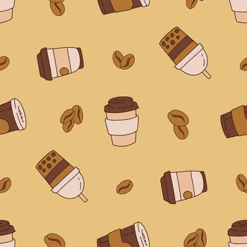 Coffee Cup Bean Seamless Pattern illustration Design vector