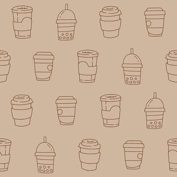 Outline Collection of Coffee Cup Seamless Pattern illustration Design vector