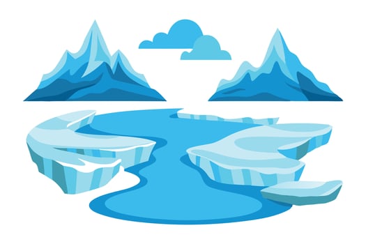 Arctic glacier river isolated flat illustration on white background vector