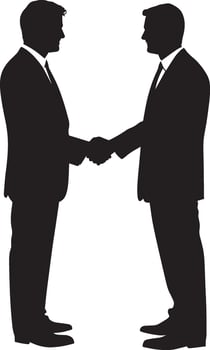 Businessman and businessman shaking hand full length silhouette black vector