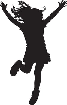 Little girl jumping full length silhouette black vector