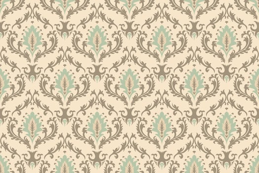 Luxurious seamless vintage damask pattern with intricate baroque floral motifs. Decorative wallpaper and woven background for classic and traditional home interiors. vector