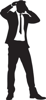 Business man excitement with hands on head full length silhouette black vector