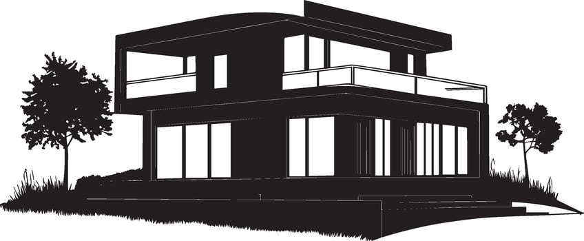 Modern villa clean simple silhouette black vector
