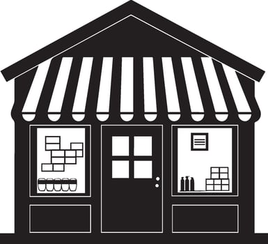 Store or shop clean simple silhouette black vector