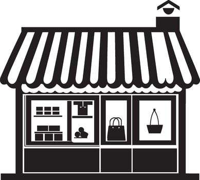 a black and white illustration of a store front vector