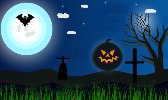 Halloween background design with black pumpkin vector
