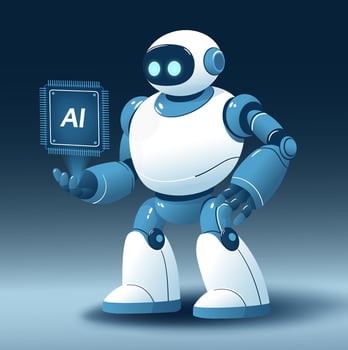 AI Robot With Chip Processor, Artificial Assistant vector