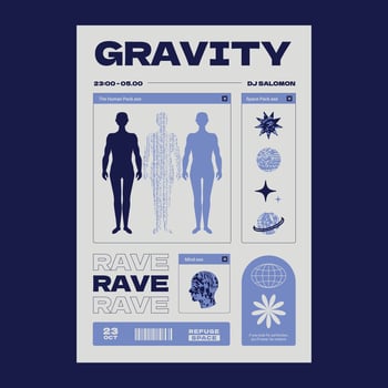 Poster in techno style with minimalistic futuristic design. Cover templates with the aesthetics of brutalism, surreal forms. vector