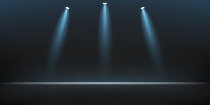 Stage focus spotlights on black and blue background. Space for selling products on the website. Empty room with spotlight effect. illustration. vector