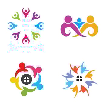 Four colorful logos for community and family vector