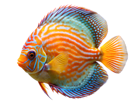 Discus fish swiming isolated on a transparent background png