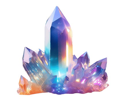 Close-Up Depiction of a Quartz Crystal with Sparkling Facets and Iridescence png