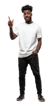 A man in a white t - shirt and black pants png