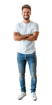 A man in a white t - shirt and jeans png