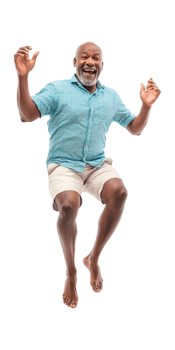 An older man jumping in the air png