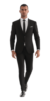 A man in a black suit and tie png