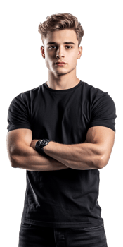 A young man in black shirt standing with his arms crossed png