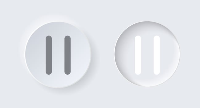 Neumorphic round on and off button for interface application or web design. Simple elegant luxury neumorphism trendy designs element UI components isolated on white background. vector
