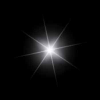 White sparkle lights, flashing lights, light effects, sunlight lens flare, glowing ray beams, sparkling starsicon on black background. vector