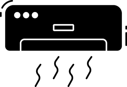 A black and white image of a black and white air conditioner vector