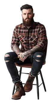 man with a beard sitting on chair png