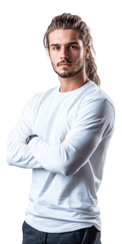 man with long hair and a white shirt png