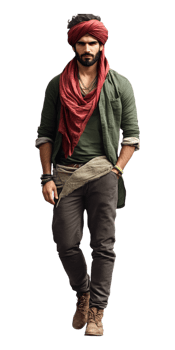 a man wearing a turban and green jacket png