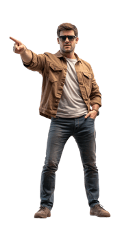 a man in sunglasses pointing at something png