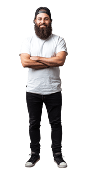 bearded man standing with his arms crossed png