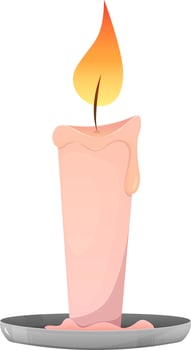 Candle on a stand. Halloween candle. Burning candle. Cartoon style vector