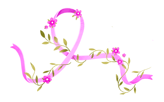 Breast Cancer Awareness Month. Poster pink ribbon and flowers. Cancer fighting. Cartoon Illustration png
