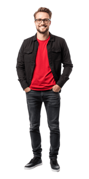 A man in glasses and a red shirt png