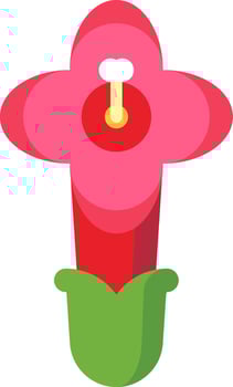 A flower with a green stem and a pink petal vector