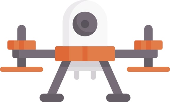 A flat icon of a small drone with a camera vector