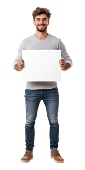 man holding a blank sign png