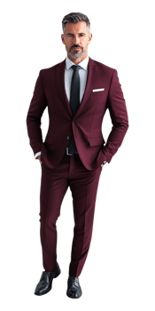 a man in a burgundy suit with a tie png