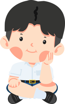 Cartoon of a boy resting his chin on his hand png