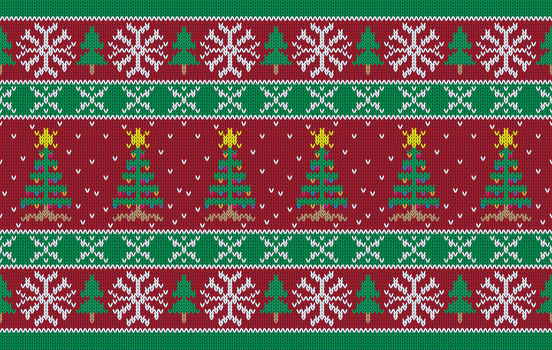 Knitted pattern seamless fabric Christmas winter. traditional knitted pattern Christmas tree. Designed for background ,wallpaper ,carpet ,clothing ,knitted pattern ,fabric ,embroidery ,textile vector