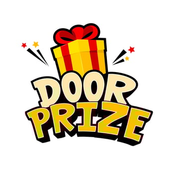 Door prize text with gift box illustration. Suitable for special sale offer promotion banner graphic resources. vector