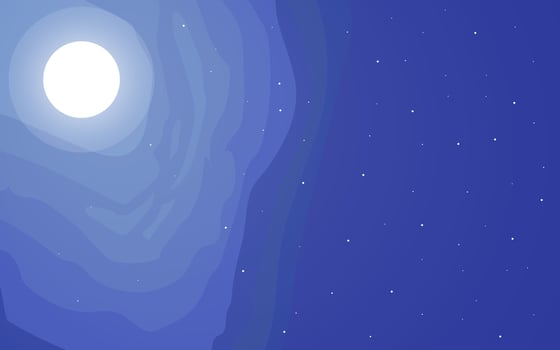 full moon flat illustration. Moon with stars at night vector