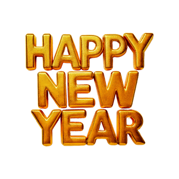 Happy new year text in gold png