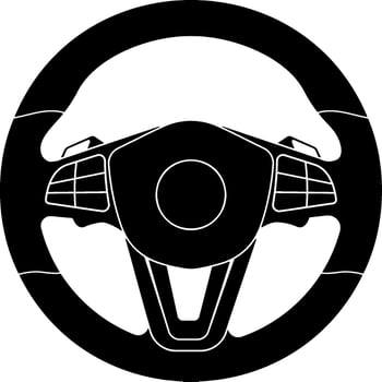 black car steering wheel without background vector
