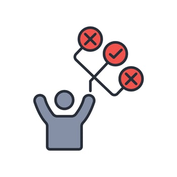 Decision making icon. .Editable stroke.linear style sign for use web design,logo.Symbol illustration. vector