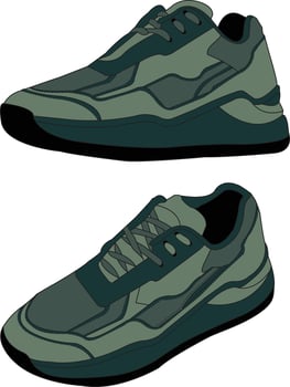 sneakers cartoon design, shoes fashion illustration full color, sneakers illustration set vector